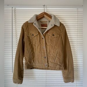 Eddie Bauer Tan Corduroy Jacket with Sherpa Collar